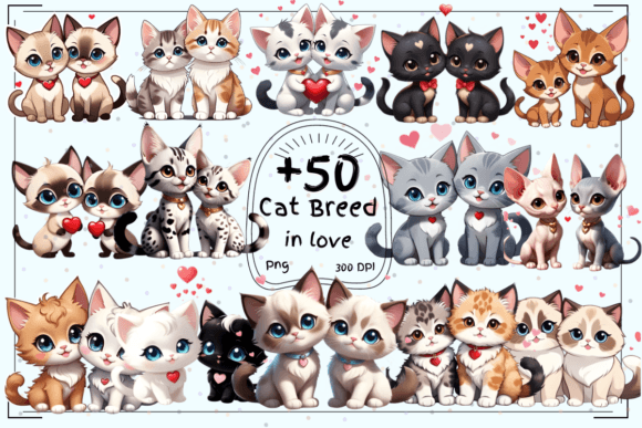 +50 Cute Cat Breed in Love Clipart: A Designer's Guide