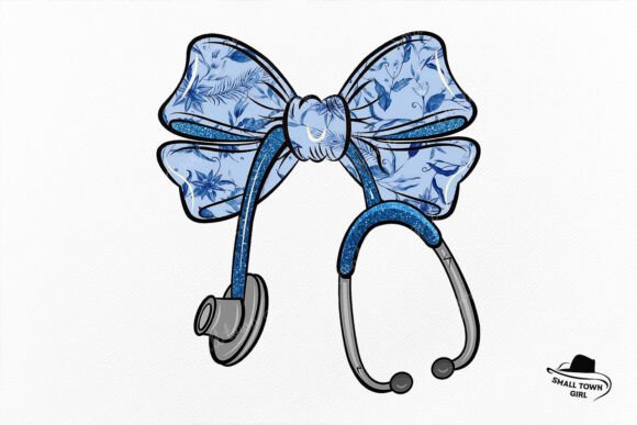 Blue Toile Floral Nurse Bow Stethoscope: A Designer's Asset