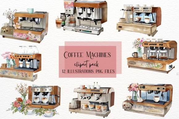 Coffee Machines with Flowers: A Unique Illustration Collection
