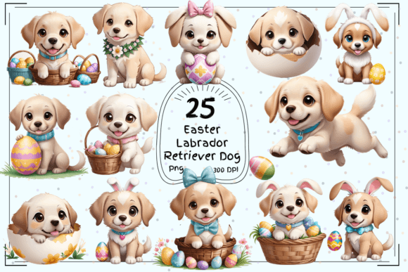 Easter Labradors: 25 Festive Clipart Designs for Spring