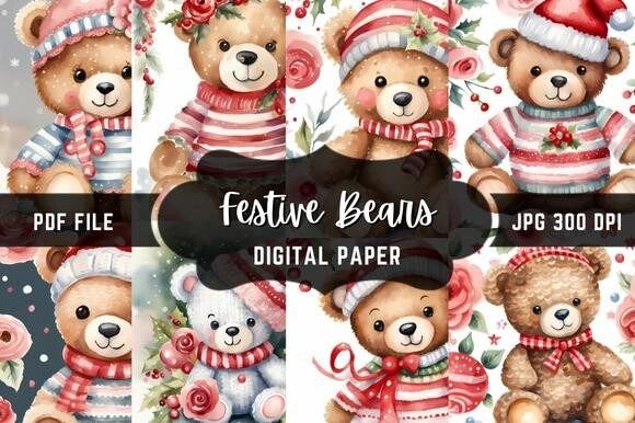 Festive Bears: Capturing Holiday Warmth in Every Letter