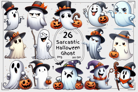 Hauntingly Hilarious: 26 Sarcastic Halloween Ghost Clipart Designs