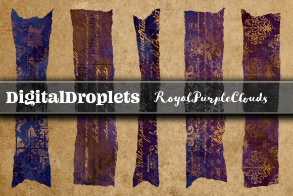 Royal Purple Clouds | 180 Washi Tapes for Digital Design