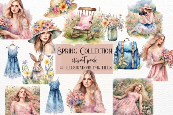 Spring Girls, Spring Collection & Easter Illustrations
