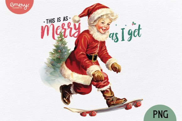 Vintage Christmas Santa Boy PNG: Festive Design Asset